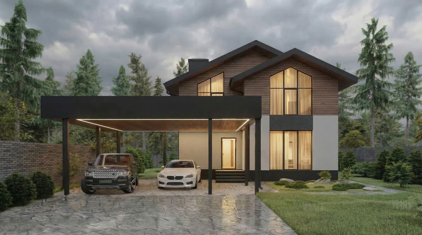 Двухэтажный дом в современном стиле — проект Karimov Studio