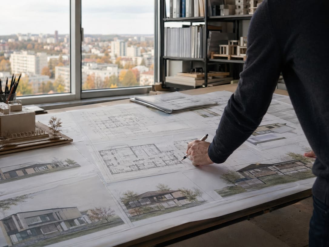 Архитектор за работой над проектом дома — Karimov Studio в Уфе