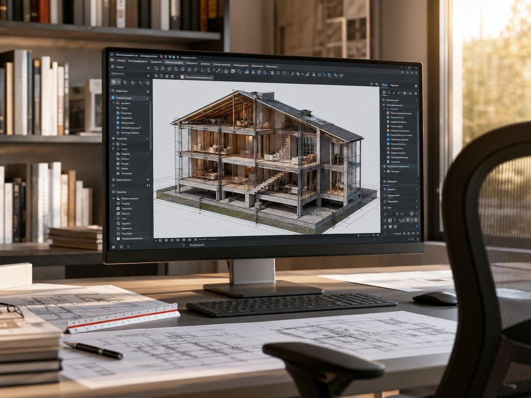 BIM-модель проекта дома в Karimov Studio — работа в ArchiCAD с 3D-визуализацией