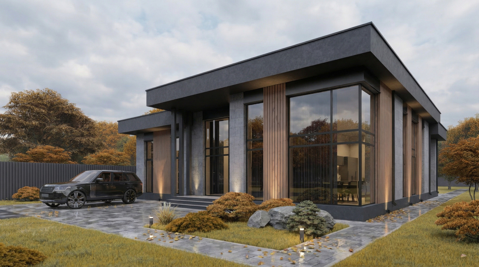 3D визуализация проекта дома в современном стиле — KARIMOV STUDIO