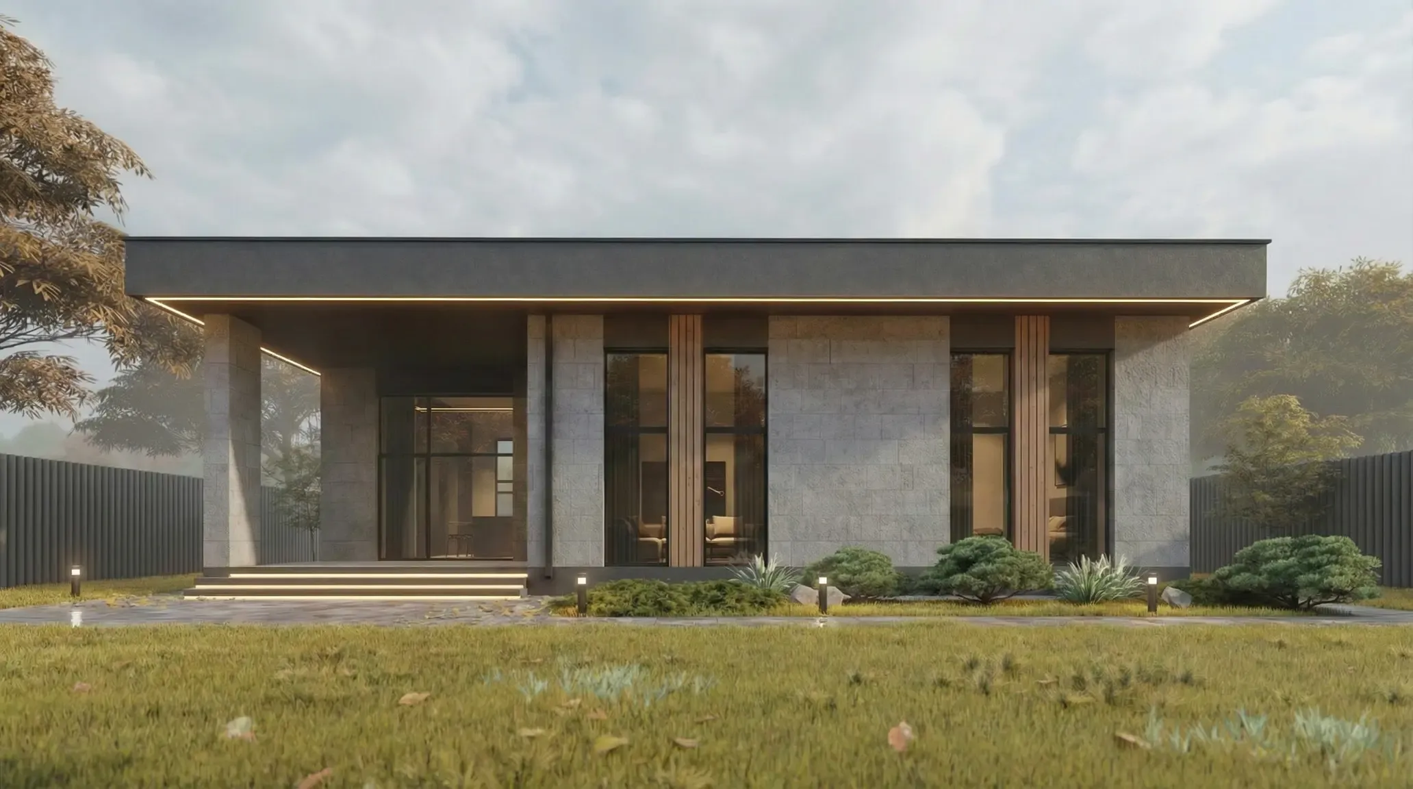 Дом с плоской крышей в современном стиле — проект Karimov Studio