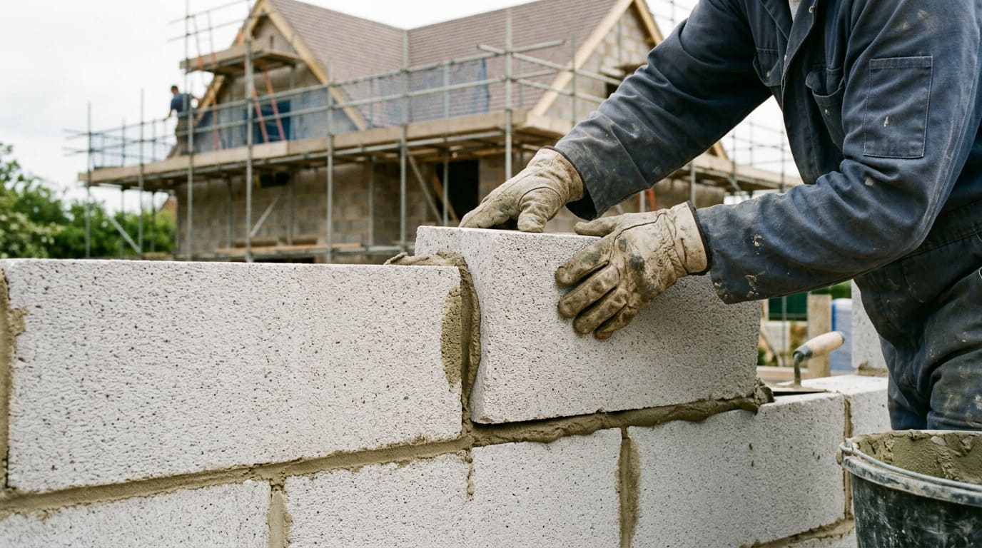 Строительство дома из газобетона — кладка стен