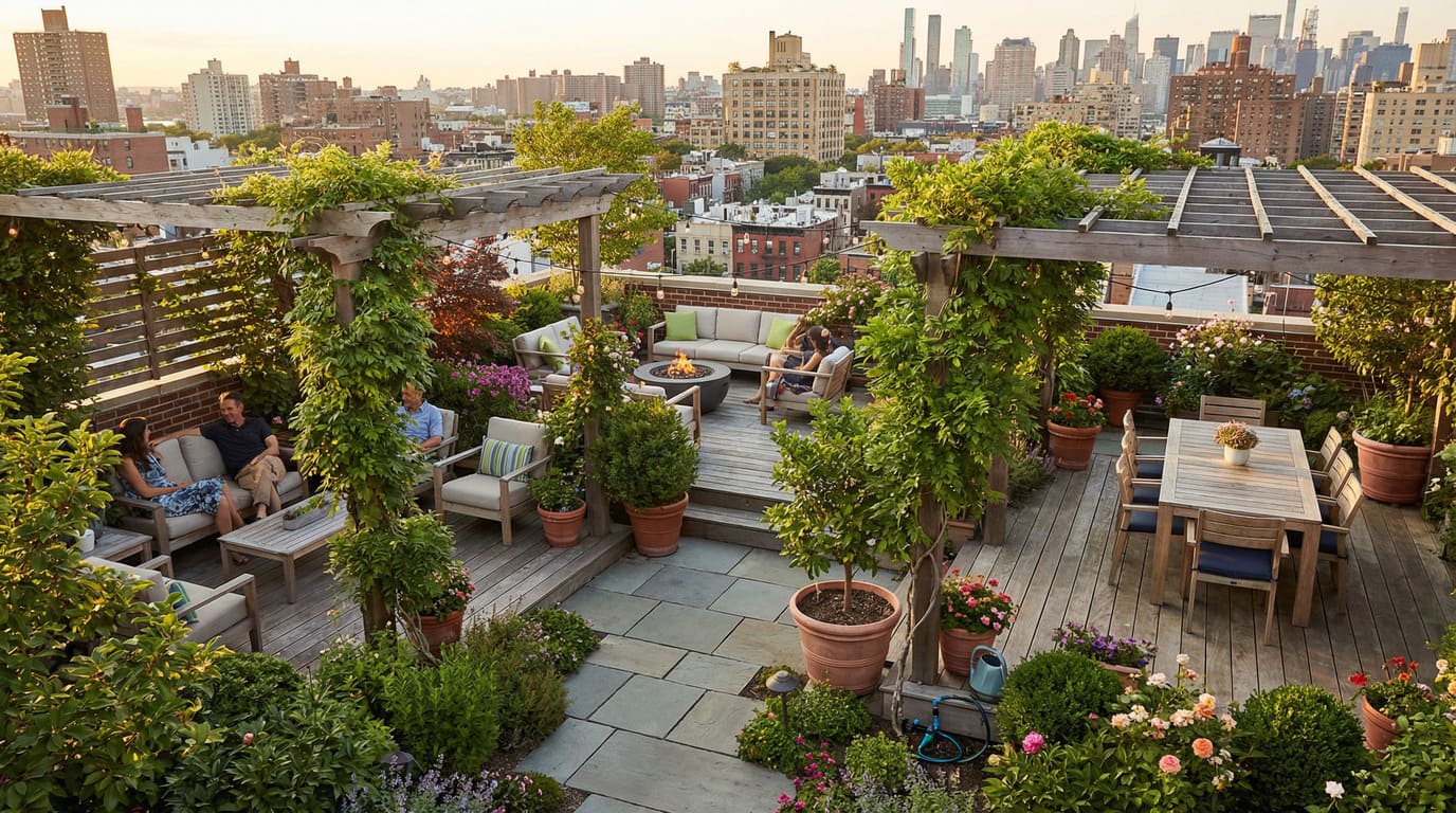 Эксплуатируемая кровля-терраса на частном доме — зона отдыха на крыше