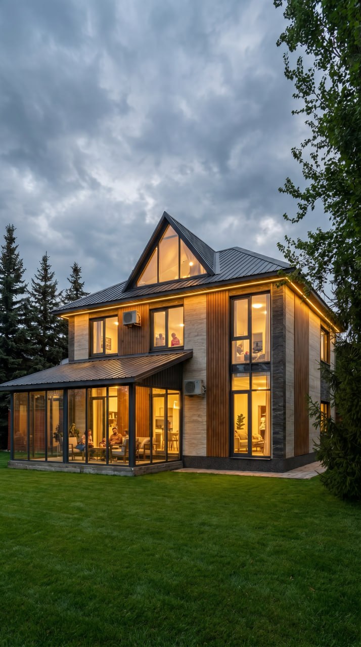 Дом с фасадом - после реконструкции фасада в Каримов Студио